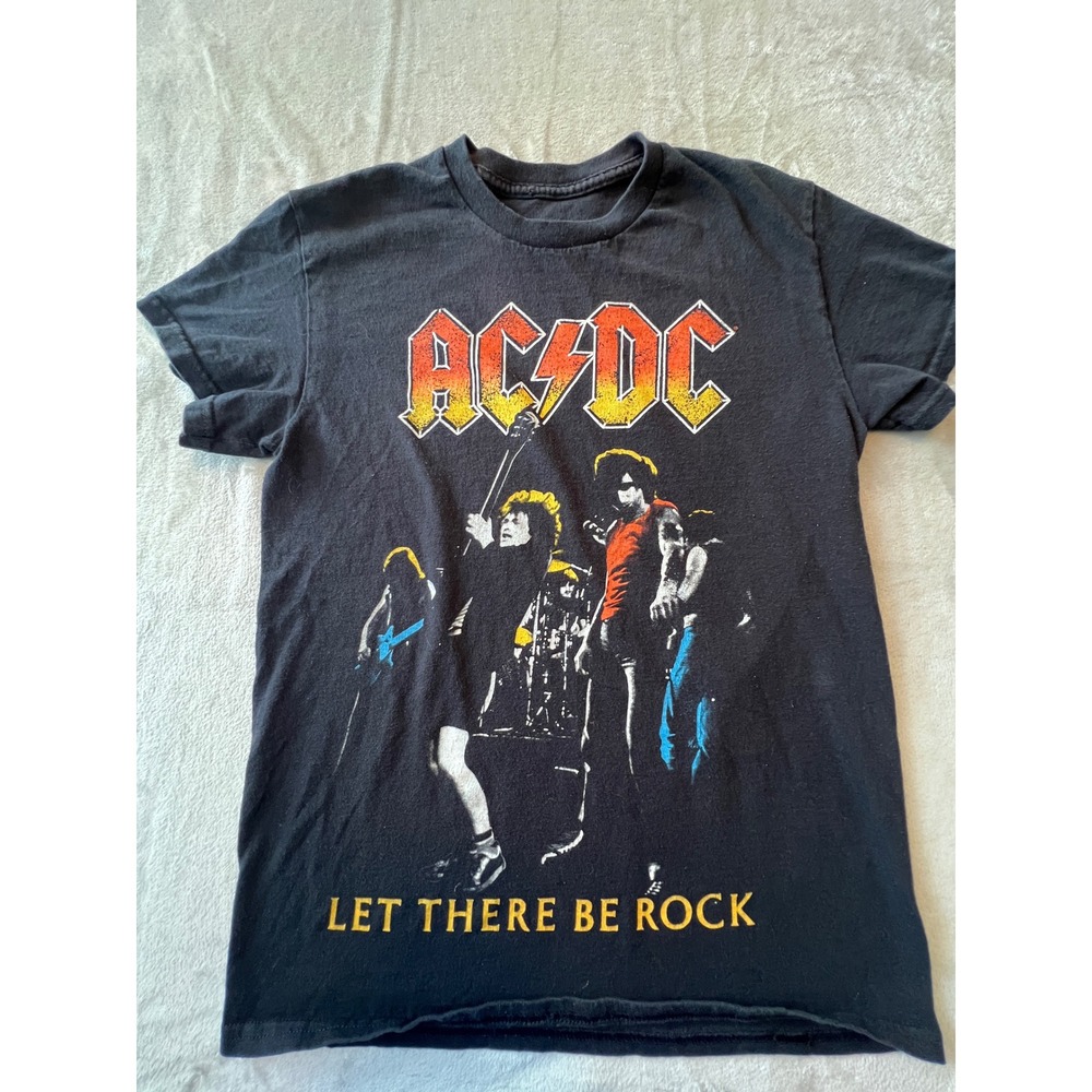 AC/DC T-Shirt Mens Small Black Let There Be Rock Graphic Band Tee